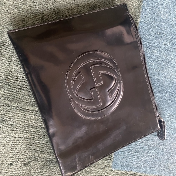 GUCCI unisex Pouchette: Limited edition Tom Ford era : black polished leather - Picture 8 of 17